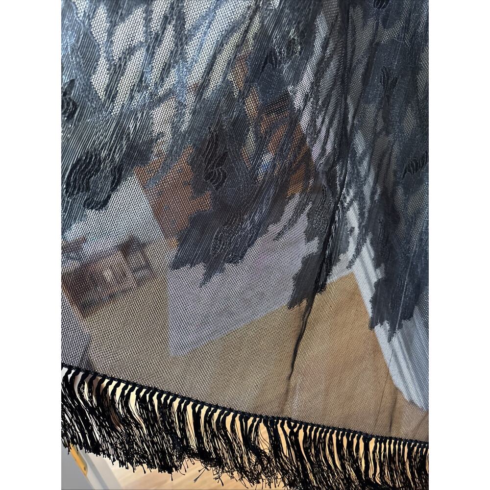 Salvatore Ferragamo Scarf Shawl Wrap Head Covering Black silver silk blend 80X26 - Picture 4 of 15